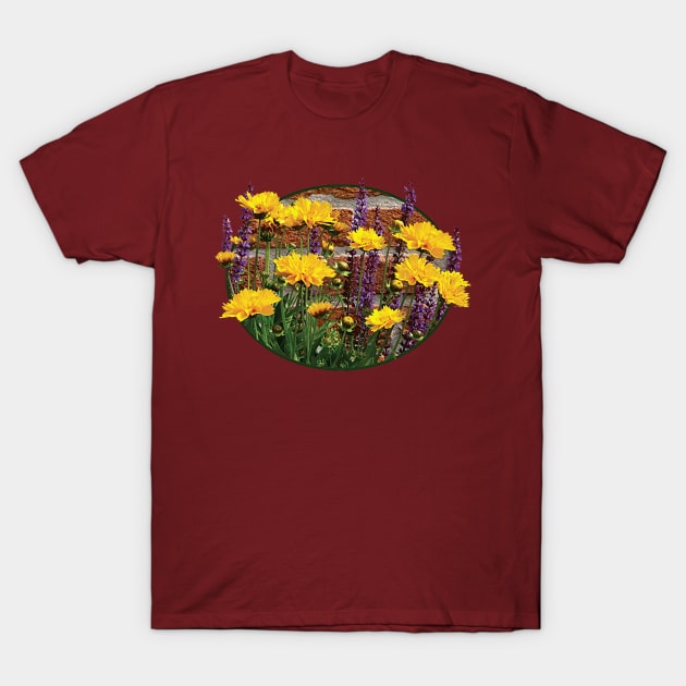 Coreopsis - Yellow Coreopsis With Purple Sage T-Shirt by SusanSavad